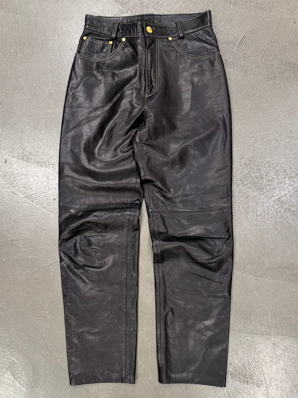 1999 Roberto Cavalli leather pants with gold detail