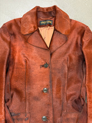 A/W2000 Roberto Cavalli pony hair leather belted coat
