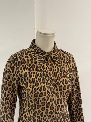 1990s Dolce & Gabbana leather leopard print cropped jacket