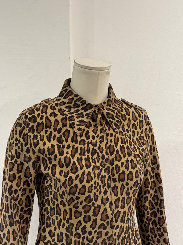 1990s Dolce & Gabbana leather leopard print cropped jacket