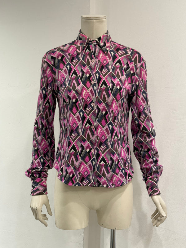 1990s Emilio Pucci optical print silk blouse