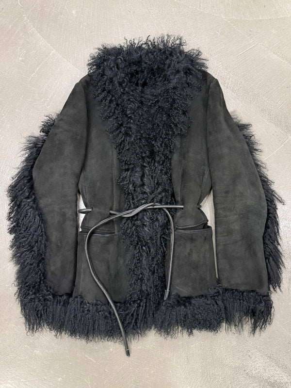 A/W1999 Gucci by Tom Ford Runway mongolian fur leather jacket