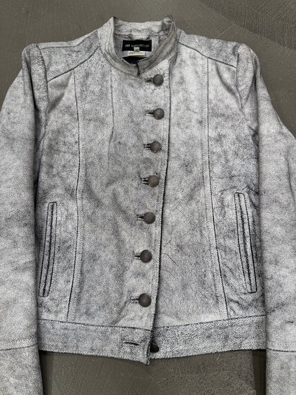 S/S2002 Ann Demeulemeester runway cracked leather napoleon military jacket