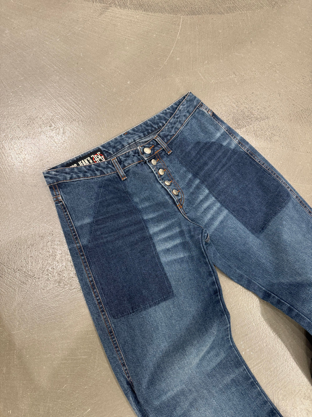 S/S 2003 Jean Paul Gaultier flared patchwork jeans