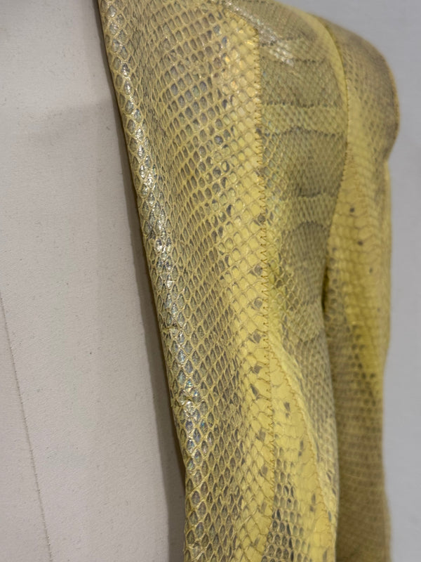 S/S2001 Roberto Cavalli iridescent rainbow snake cropped leather blazer