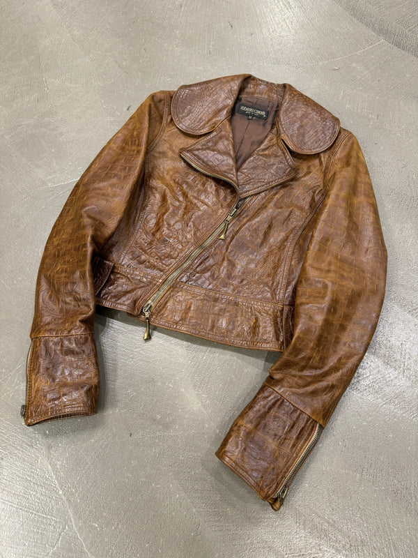 A/W2000 Roberto Cavalli crocodile embossed leather jacket