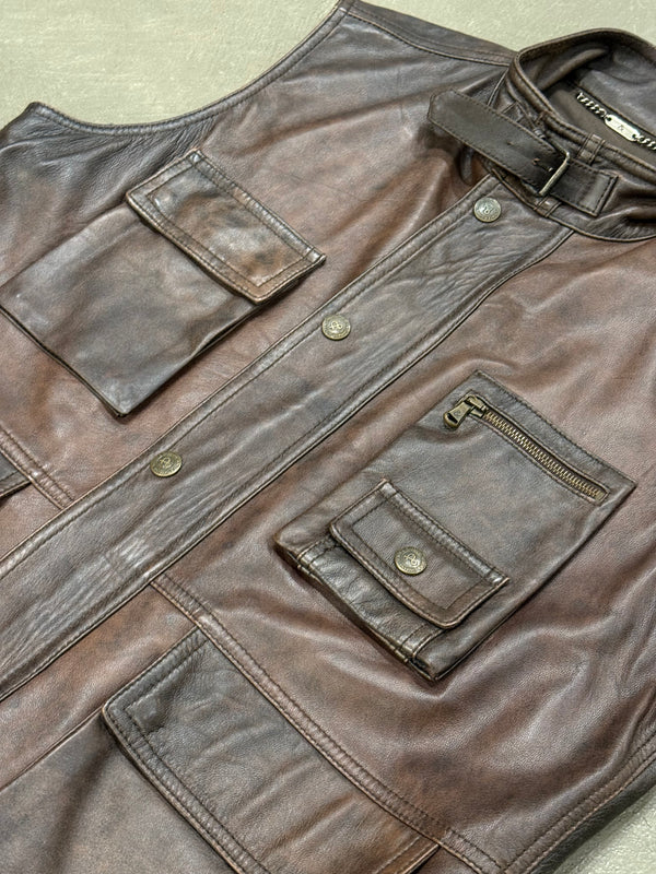 2000s Dolce & Gabbana military cargo leather vest