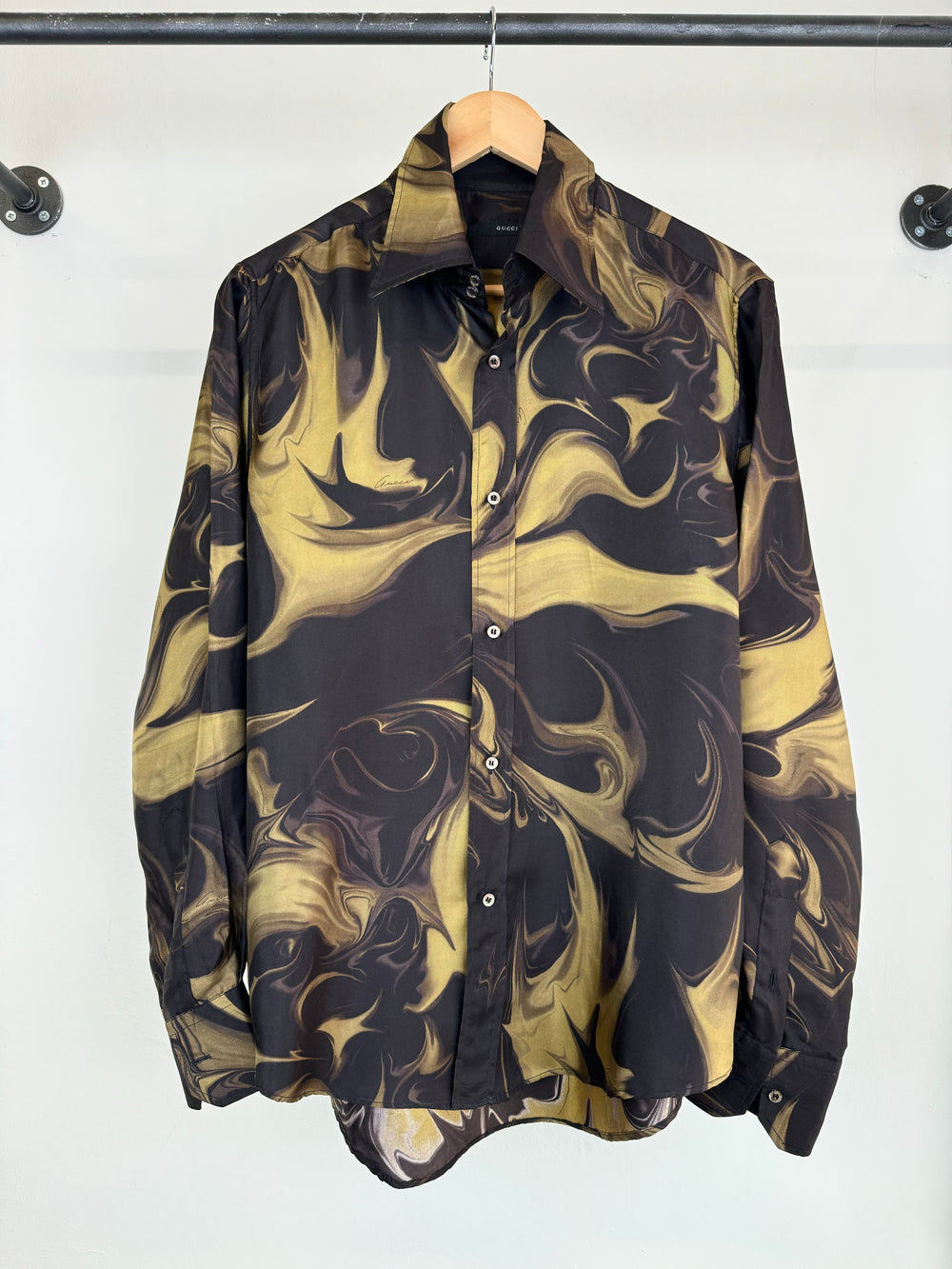 S/S 2001 Gucci by Tom Ford Magma lava Print Silk Shirt