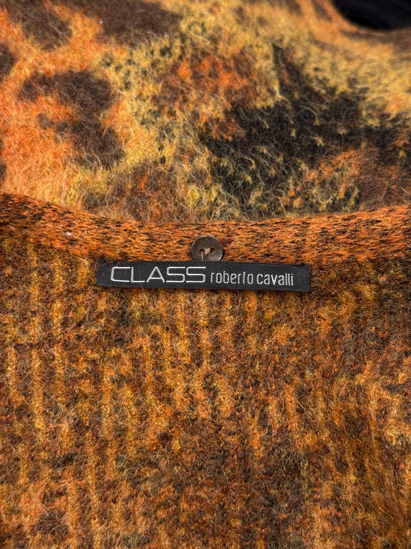 2000s Roberto Cavalli mohair tiger cardigan with fur insterts