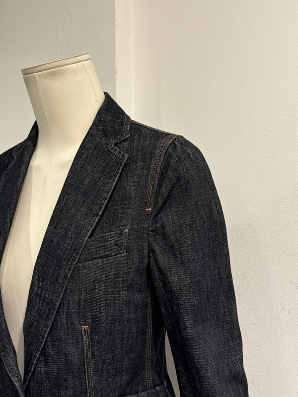 2002 Gucci by Tom Ford raw denim blazer jacket