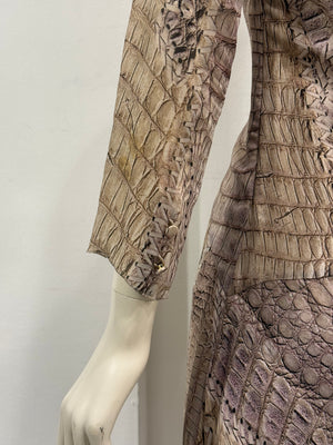 S/S2011 Roberto Cavalli silk crocodile print lace-up fringe dress