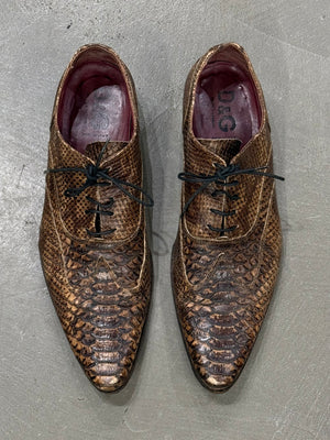 2000s Dolce & Gabbana printed leather derby shoes