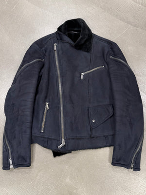A/W2002 Emporio Armani asymmetric zip sleeve biker jacket