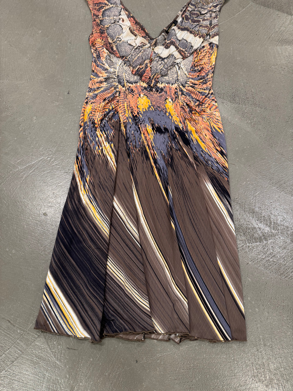 S/S2004 Roberto Cavalli feather silk dress