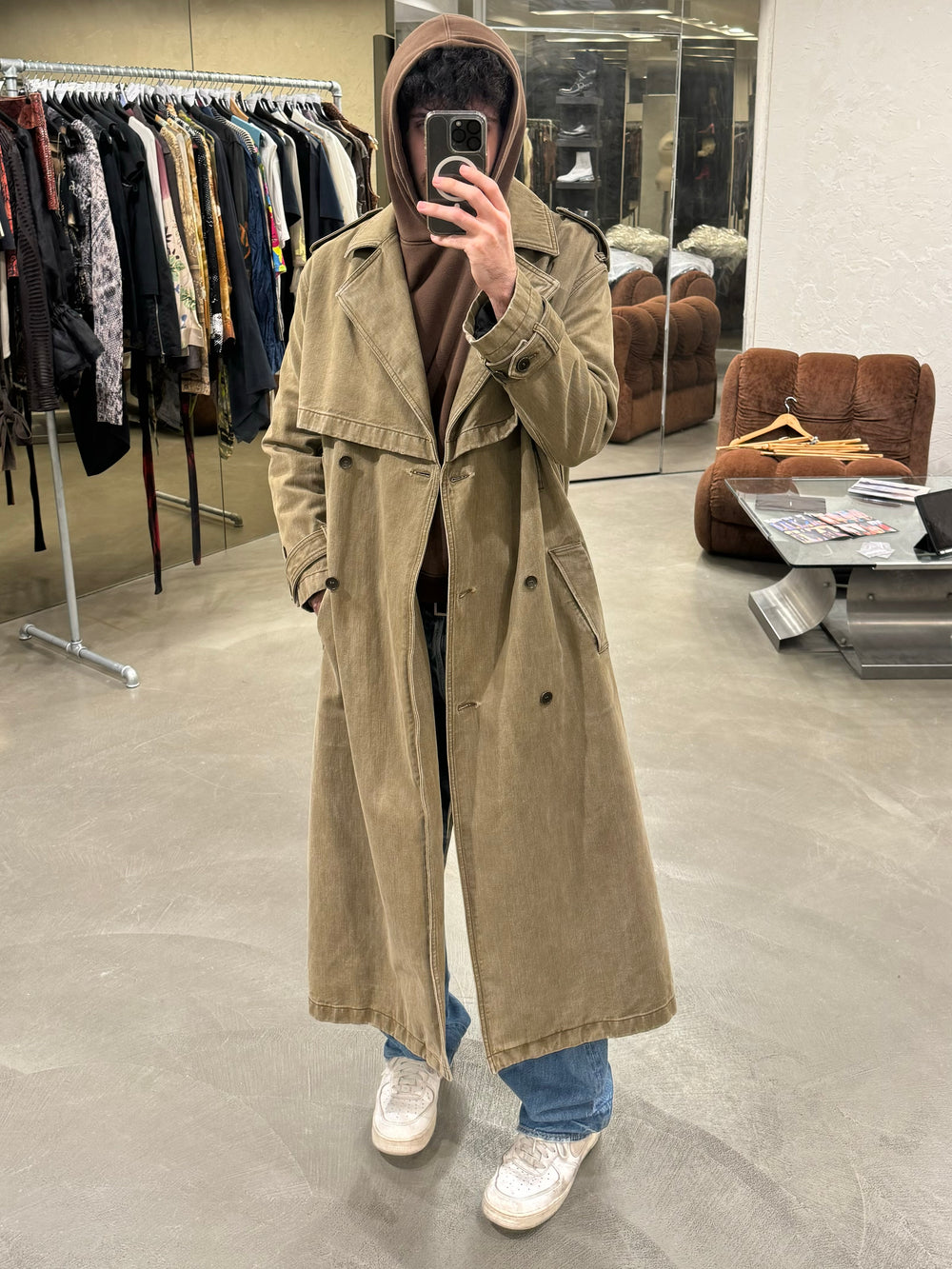 2010s Saint Laurent Paris sample long cotton trench