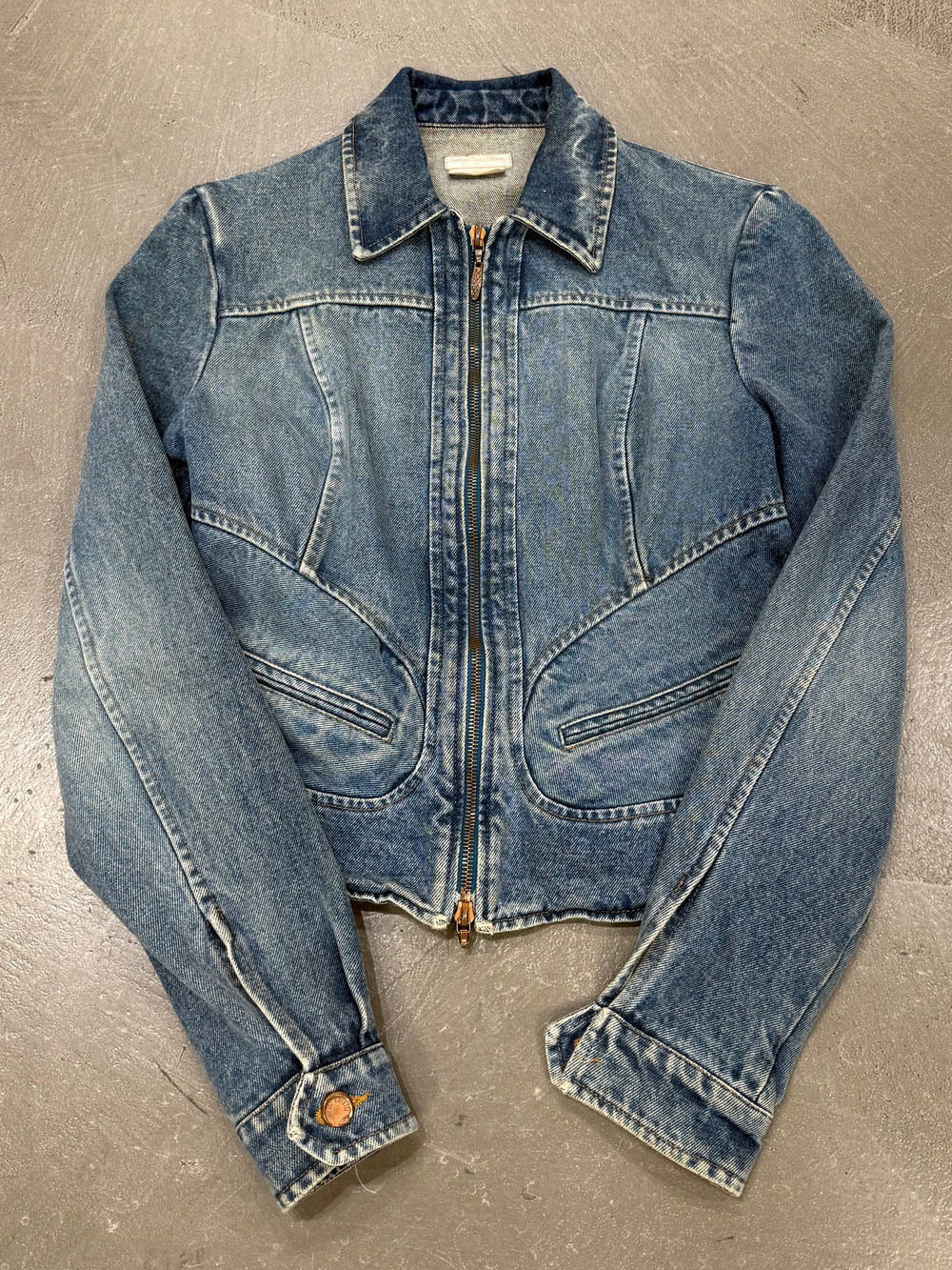 2000s Roberto Cavalli fitted paneled denim jacket