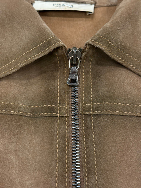 2000s Prada paneled western suede leather jacket
