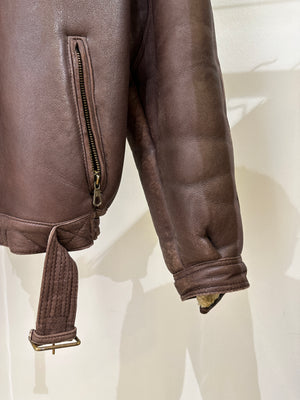 1980s Giorgio Armani oversized double zipper shearling jacket