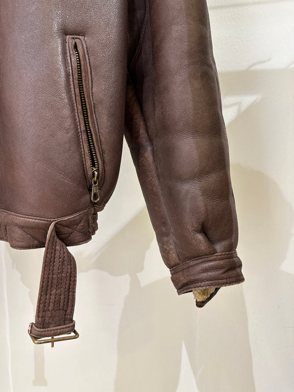 1980s Giorgio Armani oversized double zipper shearling jacket