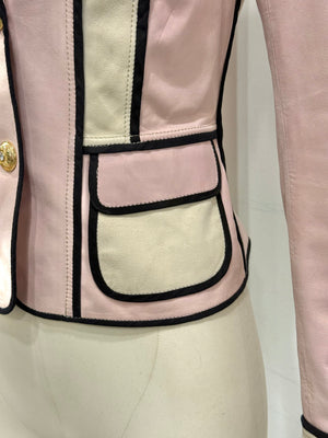 2000s Roberto Cavalli fitted pink leather jacket