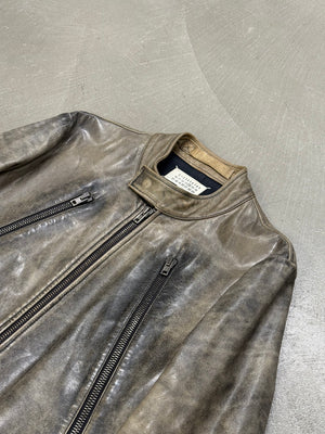 A/W2012 Maison Margiela distressed five zipper leather jacket