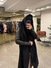 Load image into Gallery viewer, 2000s Rick Owens giant hood coat with leather sleeves
