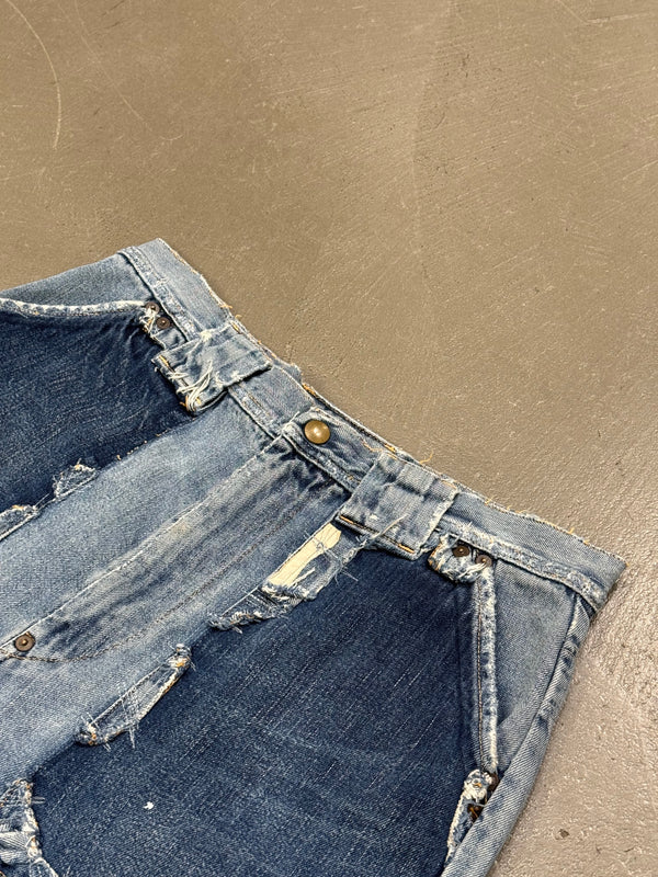 2010s Kapital distressed patchwork denim shorts
