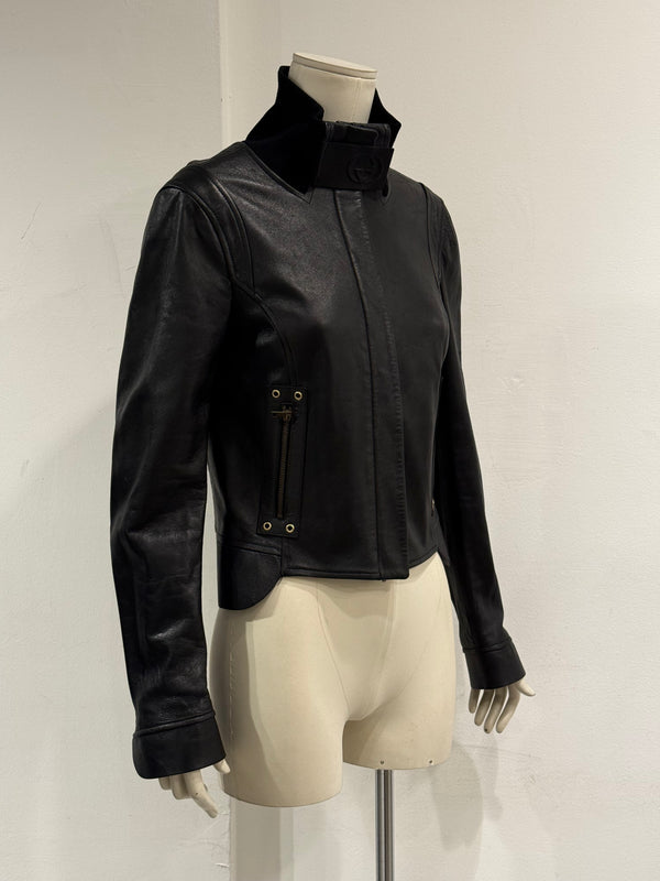 A/W2002 Gucci by Tom Ford ribbed collar leather jacket