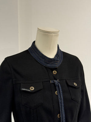 2000s Dolce & Gabbana denim trim cropped jacket