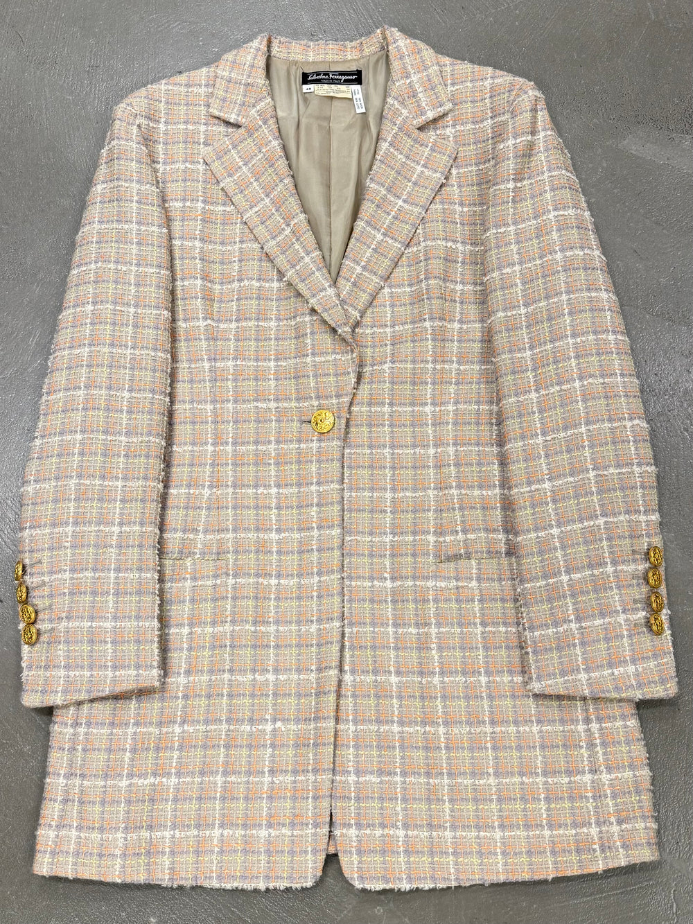 1990s Salvatore Ferragamo checked wool coat