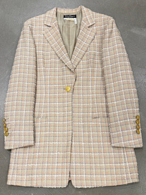1990s Salvatore Ferragamo checked wool coat
