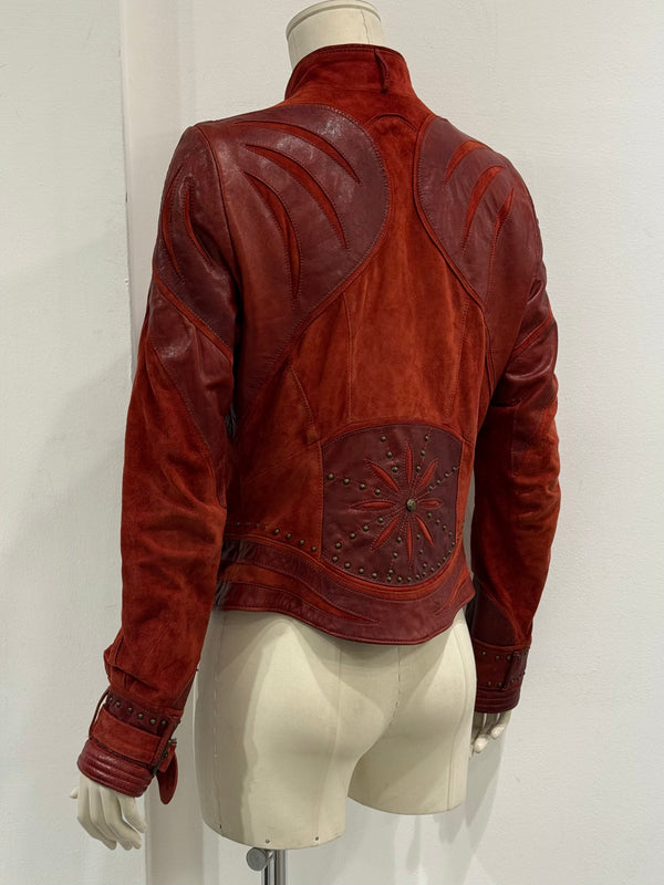 2000s Roberto Cavalli western leather jacket