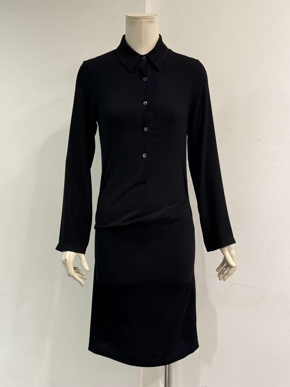 2000s Ann Demeulemeester drape detail long sleeve dress