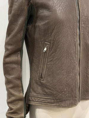 2000s Rick Owens tail distressed leather jacket