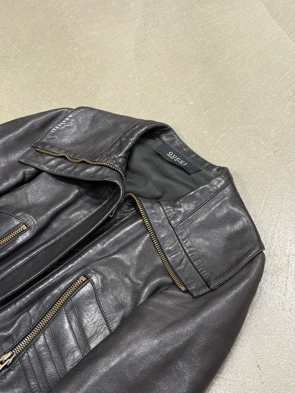A/W2003 Gucci by tom Ford paneled moto leather jacket