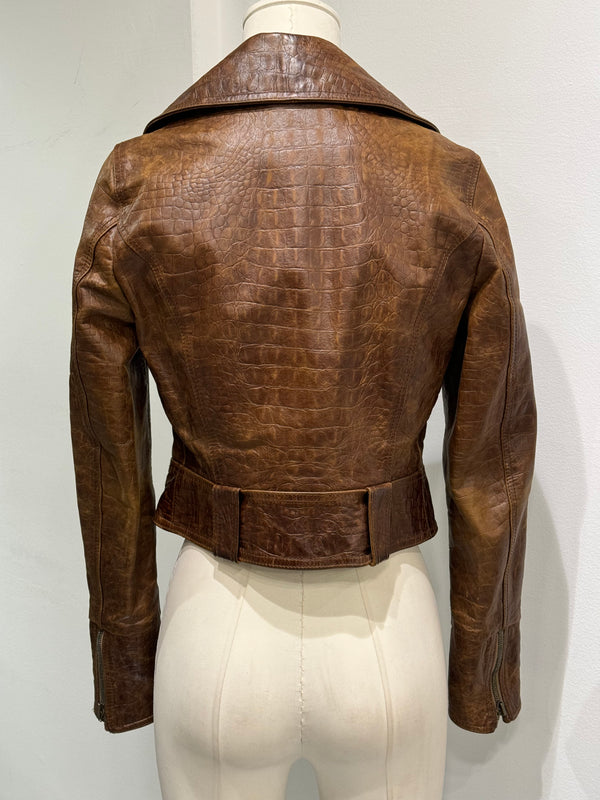A/W2000 Roberto Cavalli crocodile embossed leather jacket