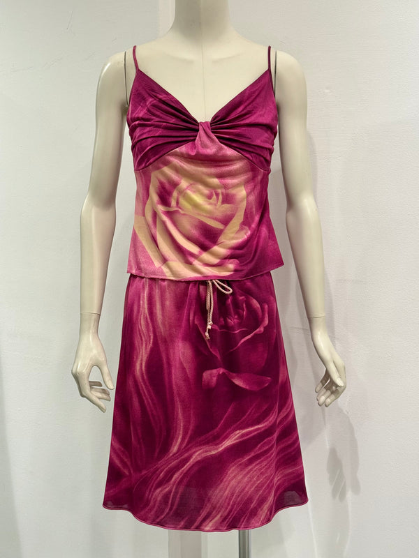 2000s Roberto Cavalli rose set top & skirt