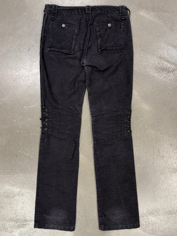 2000s Armani bondage lace-up corduroy pants