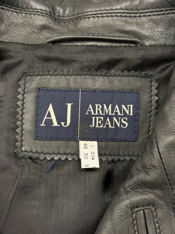2000s Armani leather blazer jacket