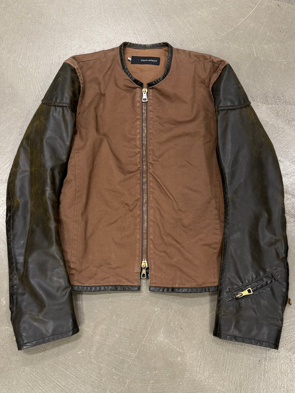 A/W 2003 Dsquared2 hybrid faux leather sleeves jacket