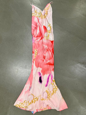 S/S2001 Roberto Cavalli Elizabeth Taylor eye silk maxi dress