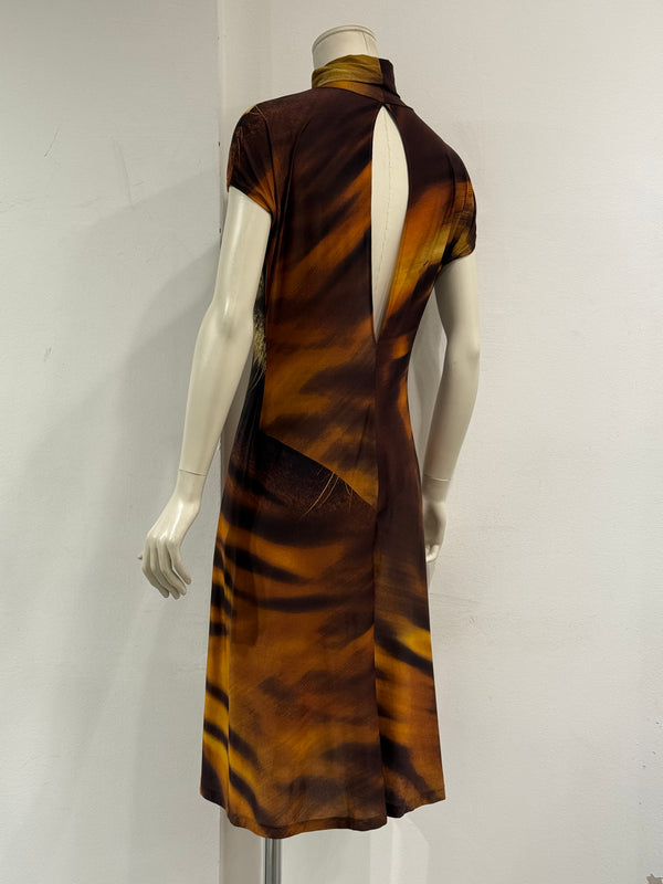 A/W2000 Roberto Cavalli cut-out tiger print dress
