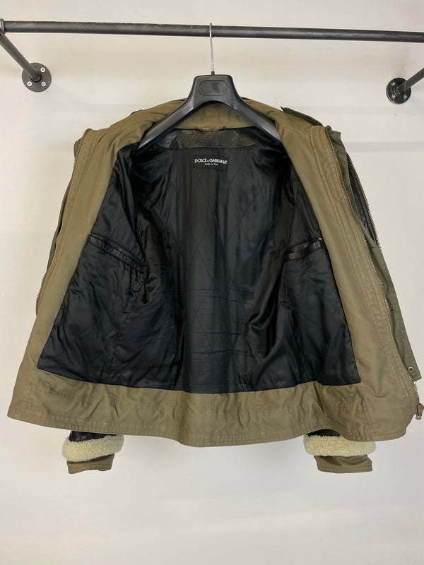 AW2005 Dolce & Gabbana hybrid military shearling jacket
