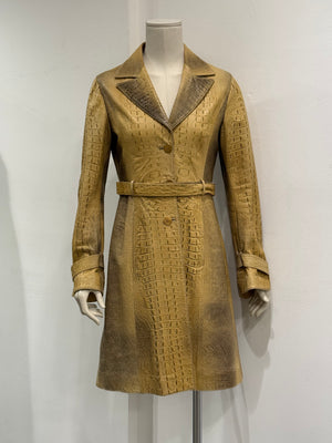 A/W2000 Roberto Cavalli runway croc embossed leather trench coat