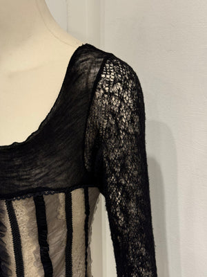 1990s Alexander McQueen lace corset top with crystal buttons