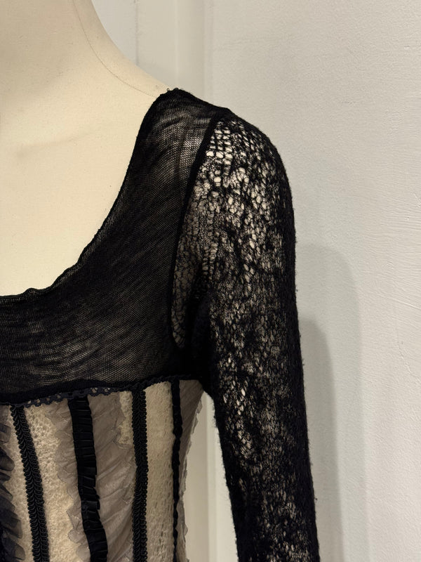 1990s Alexander McQueen lace corset top with crystal buttons