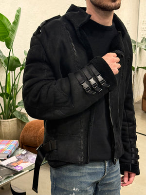 A/W2007 Dior by Hedi Slimane “Navigate” shearling bondage leather jacket