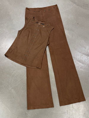 2000s Plein Sud suede set sleeveless top & pants