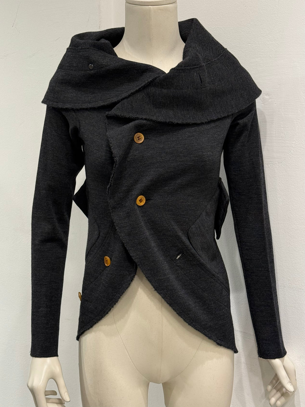 A/W2002 Comme des Garçons runway asymmetrical deconstructed wool cardigan