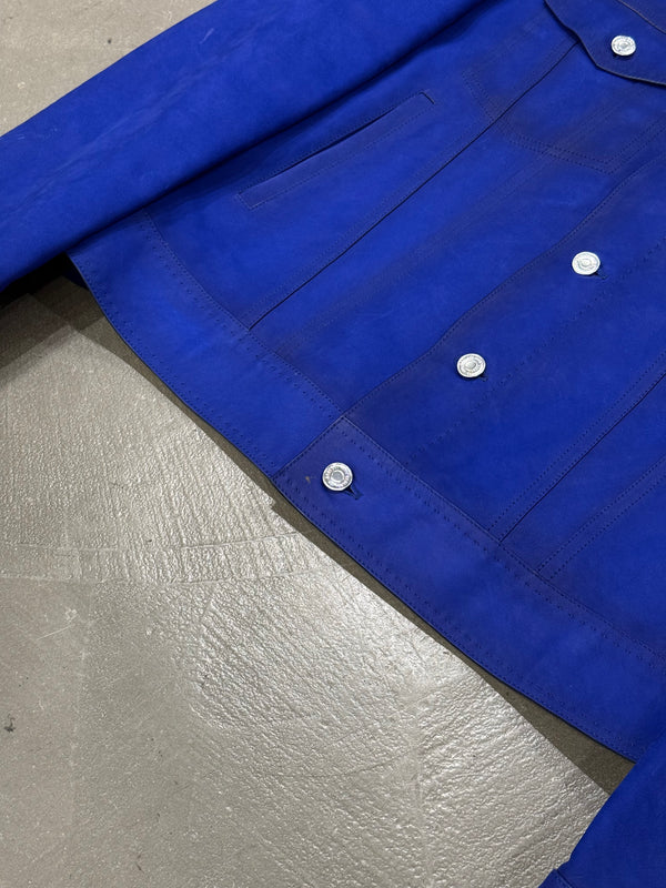 2010s Berluti electric blue trucker leather jacket